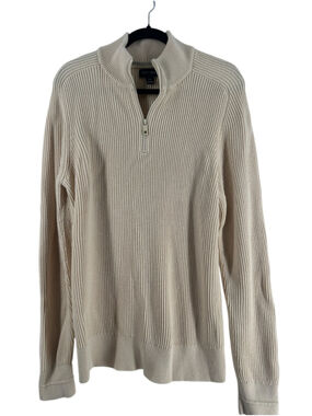 Kit & Ace 1/4 zip cream Ribbed Sweater wool blend sz lg